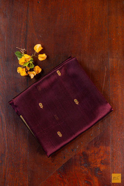 Brown Chanderi Pure Silk Handwoven Saree