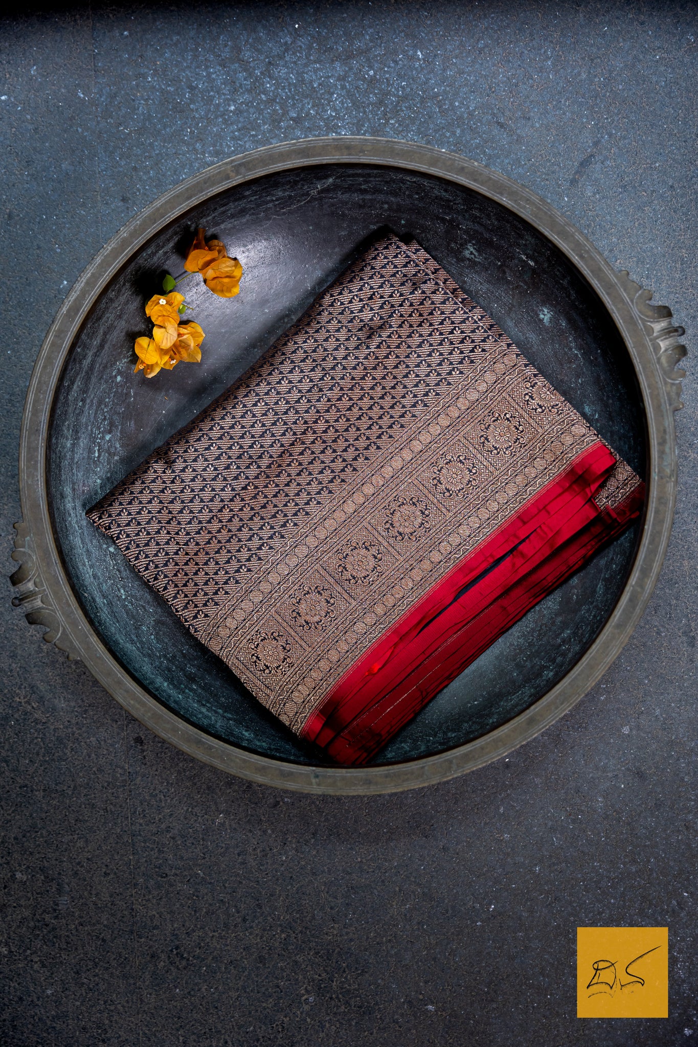 Black Brocade Banarasi Katan Silk Saree