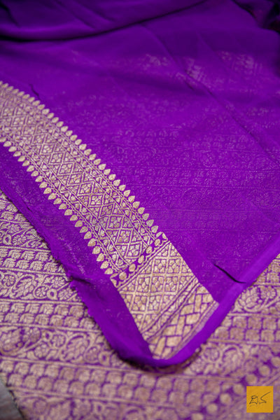 Purple Brocade Banarasi Georgette Saree