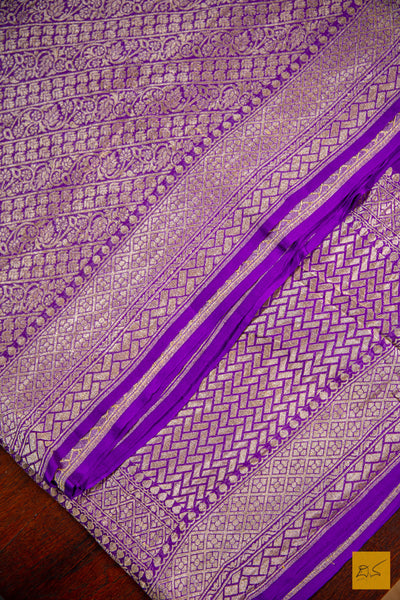 Purple Brocade Banarasi Georgette Saree