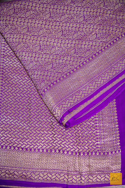 Purple Brocade Banarasi Georgette Saree