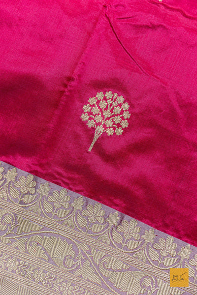 Adhira- Pink Banarasi Katan Silk Handwoven Saree