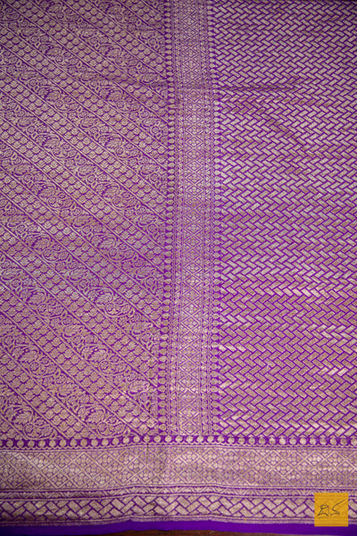 Purple Brocade Banarasi Georgette Saree