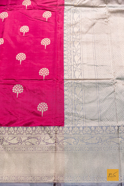 Adhira- Pink Banarasi Katan Silk Handwoven Saree