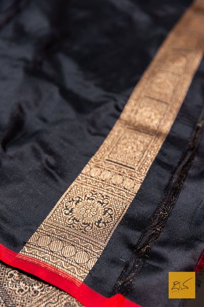 Black Brocade Banarasi Katan Silk Saree