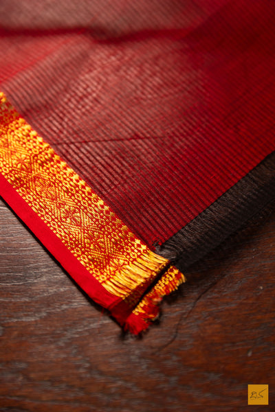 Kumuda- Grey-Black Maheshwari Garbh Reshmi Handwoven Saree