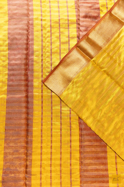 Moksha- Yellow Maheshwari Pure Silk Handwoven Saree