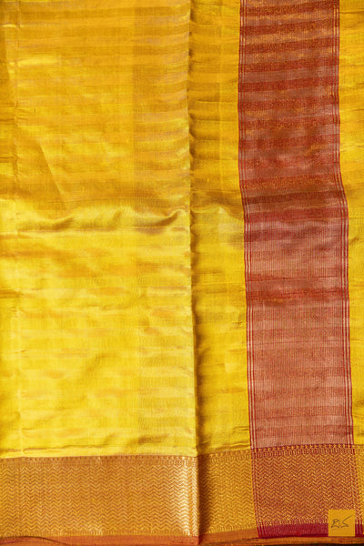Moksha- Yellow Maheshwari Pure Silk Handwoven Saree