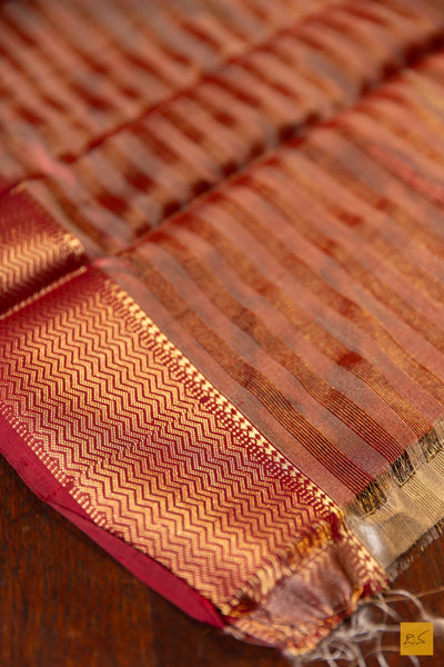 Moksha- Yellow Maheshwari Pure Silk Handwoven Saree