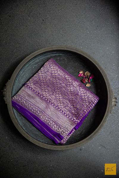 Purple Brocade Banarasi Georgette Saree