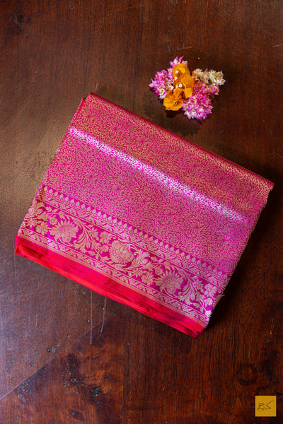 Pavana- Pink Banarasi Katan Silk Brocade Saree