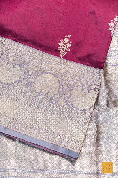 Advita- Burgundy Banarasi Katan Silk Handwoven Saree