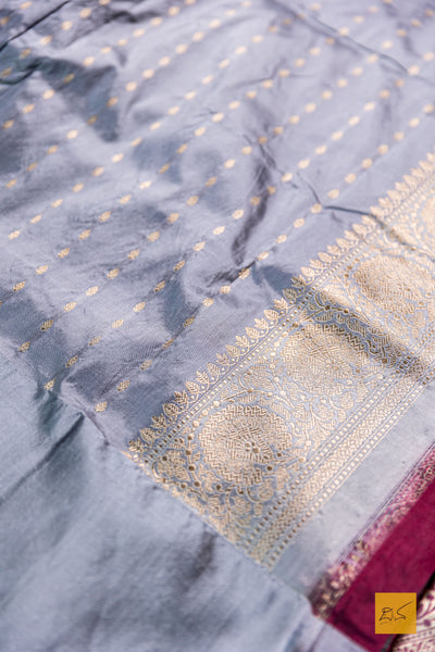 Advita- Burgundy Banarasi Katan Silk Handwoven Saree