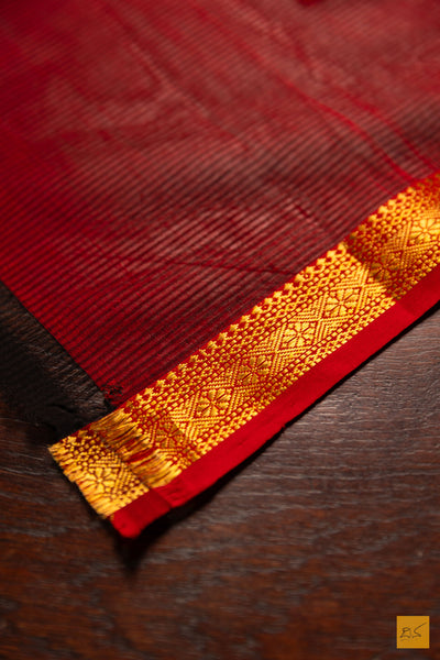 Nalina- Yellow-Black Maheshwari Garbh Reshmi Handwoven Saree