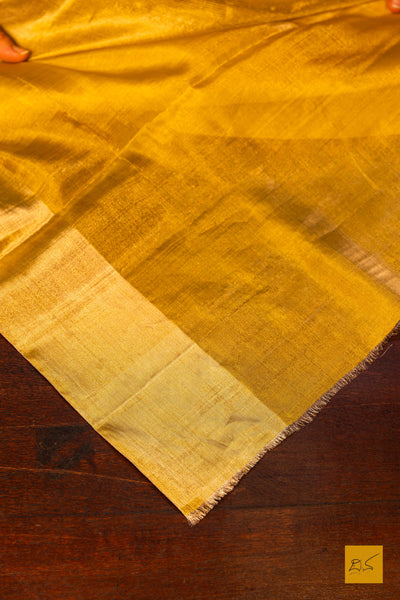 Nikethana- Yellow Chanderi Pure Silk Tissue Handwoven Saree