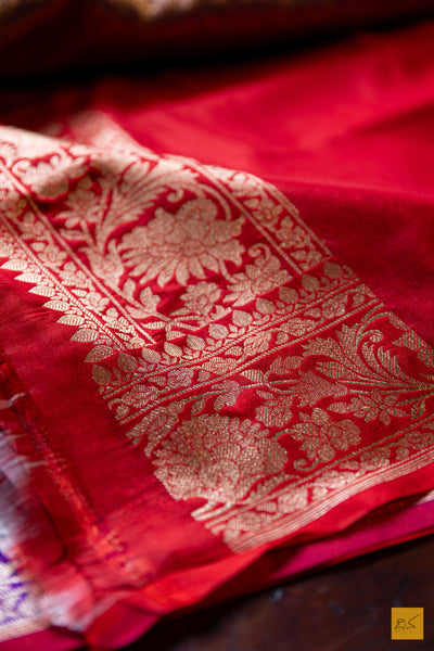 Hamsa- Purple Banarasi Katan Silk Brocade Saree