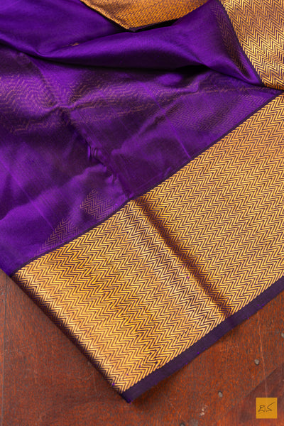 Purple Chanderi Pure Silk Handwoven Saree