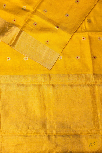 Nikethana- Yellow Chanderi Pure Silk Tissue Handwoven Saree