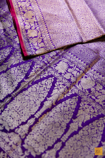 Hamsa- Purple Banarasi Katan Silk Brocade Saree