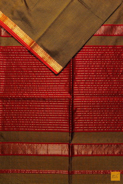 Nalina- Yellow-Black Maheshwari Garbh Reshmi Handwoven Saree