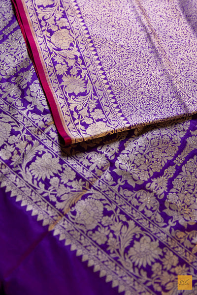 Hamsa- Purple Banarasi Katan Silk Brocade Saree