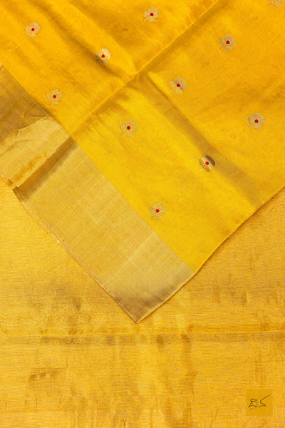 Nikethana- Yellow Chanderi Pure Silk Tissue Handwoven Saree