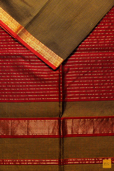 Nalina- Yellow-Black Maheshwari Garbh Reshmi Handwoven Saree