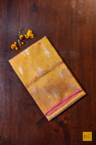 Mithrapriya - Golden Yellow Banarasi Tissue Silk Organza Handwoven Saree