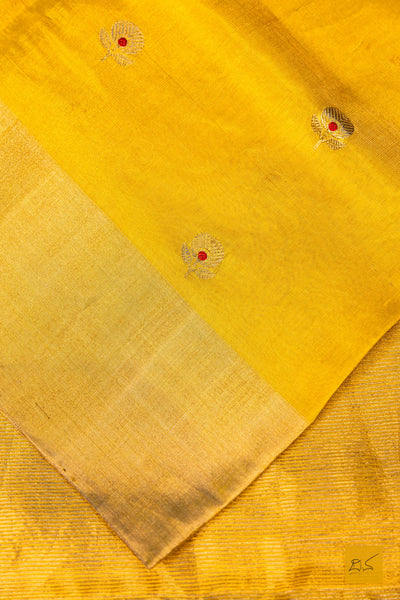 Nikethana- Yellow Chanderi Pure Silk Tissue Handwoven Saree