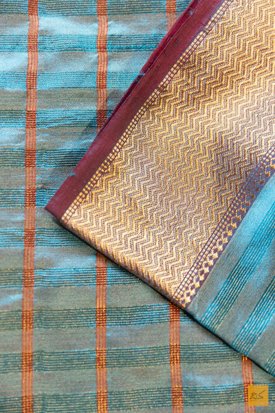 Devi- Blue Maheshwari Pure Silk Handwoven Saree