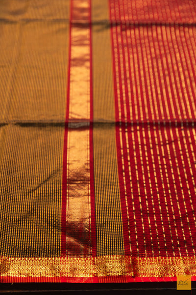Nalina- Yellow-Black Maheshwari Garbh Reshmi Handwoven Saree