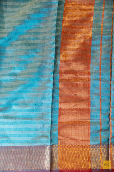 Devi- Blue Maheshwari Pure Silk Handwoven Saree