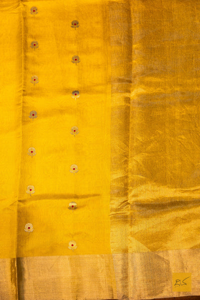 Nikethana- Yellow Chanderi Pure Silk Tissue Handwoven Saree