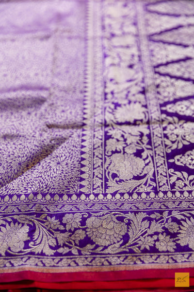 Hamsa- Purple Banarasi Katan Silk Brocade Saree