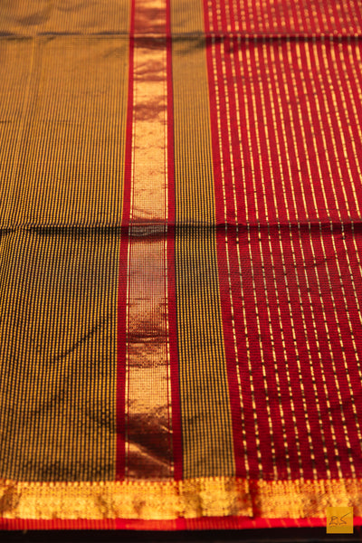 Nalina- Yellow-Black Maheshwari Garbh Reshmi Handwoven Saree