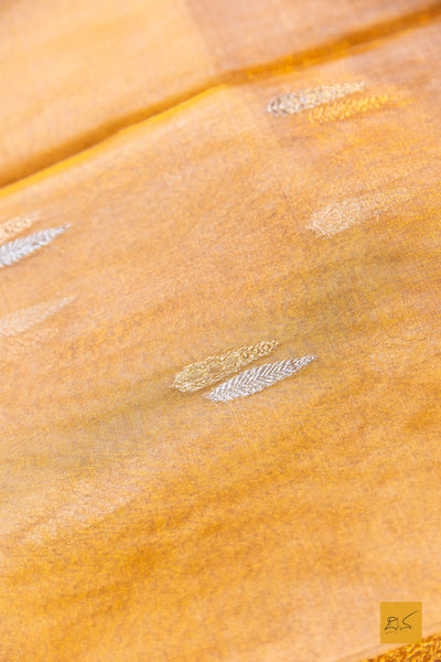 Mithrapriya - Golden Yellow Banarasi Tissue Silk Organza Handwoven Saree