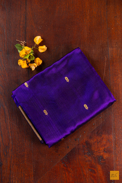 Purple Chanderi Pure Silk Handwoven Saree