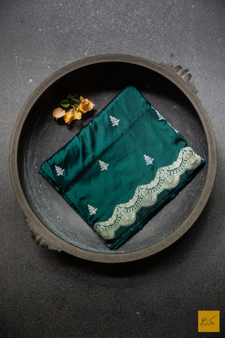 Bottle Green Banarasi Katan Silk Handwoven Saree