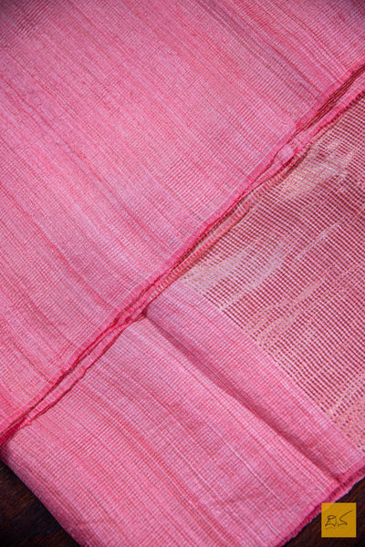 Peach Resham Matka Tissue Handwoven Saree