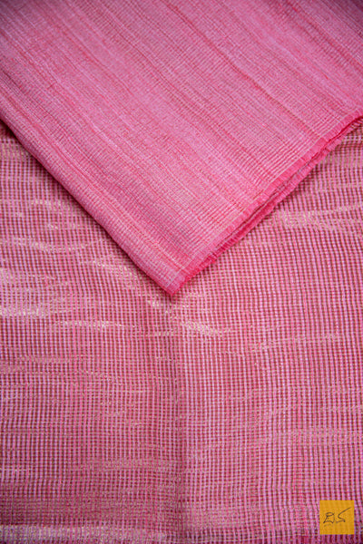 Peach Resham Matka Tissue Handwoven Saree