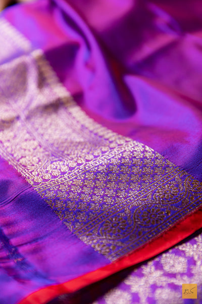 Punyakeerthi- Purple Banarasi Katan Silk Brocade Saree