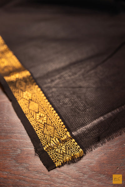 Krithika- Yellow-Black Maheshwari Garbh Reshmi Handwoven Saree