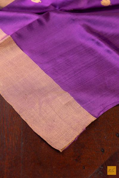 Purple Chanderi Pure Silk Handwoven Saree