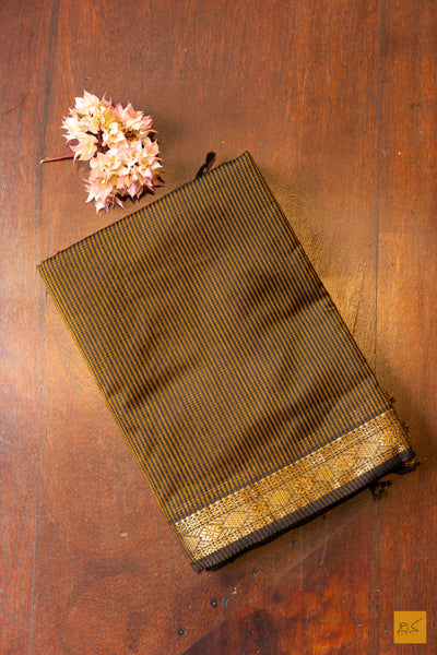 Krithika- Yellow-Black Maheshwari Garbh Reshmi Handwoven Saree