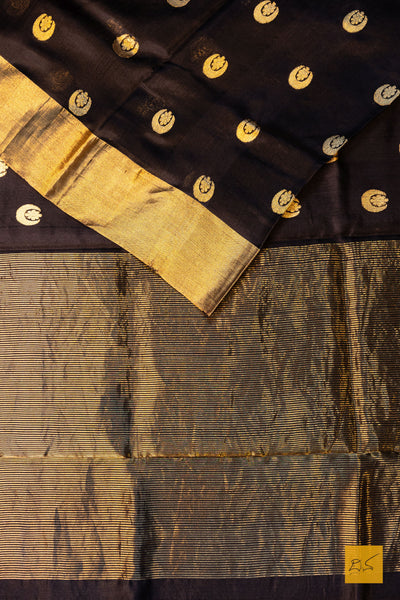 Niranjana- Black Chanderi Pure Silk Handwoven Saree