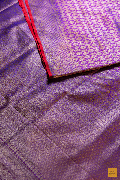 Punyakeerthi- Purple Banarasi Katan Silk Brocade Saree