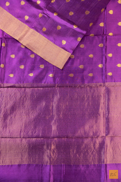 Purple Chanderi Pure Silk Handwoven Saree