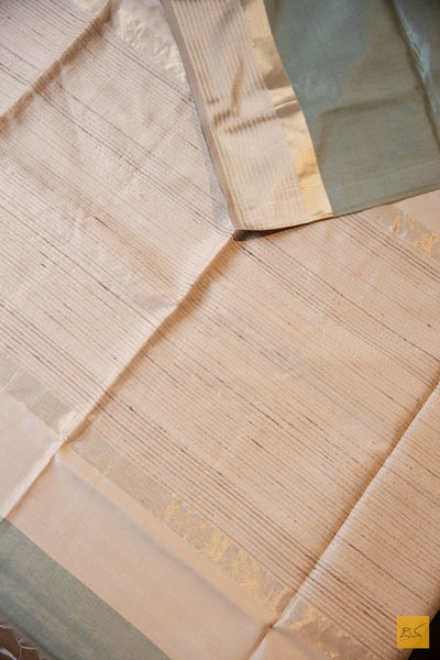 Devika- Green Maheshwari Silk Cotton Handwoven Saree