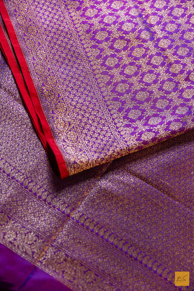 Punyakeerthi- Purple Banarasi Katan Silk Brocade Saree