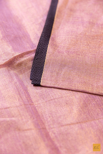 Bhuvana- Pink Tissue Maheshwari Silk Cotton Handwoven Saree